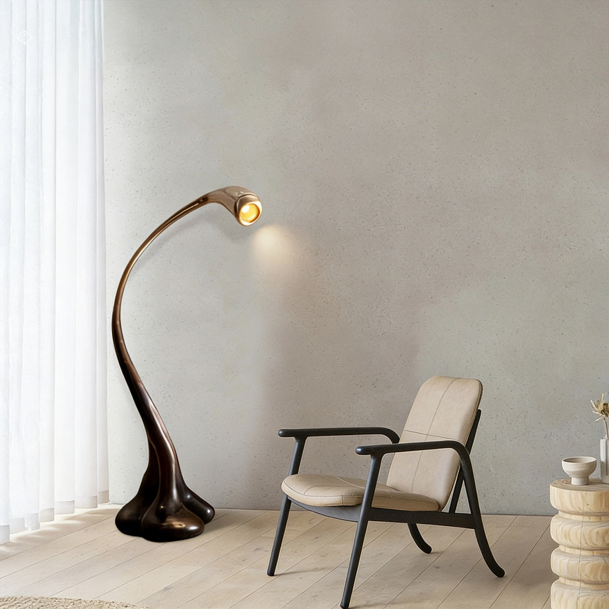 SCULPTURAL SWAN ARC FLOOR LAMP
