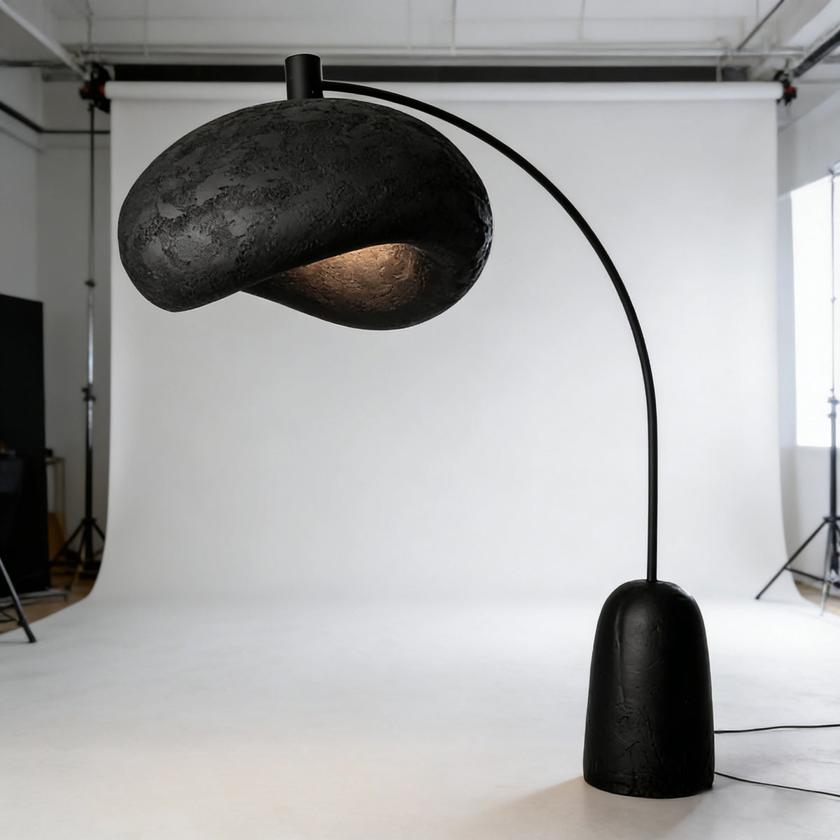 Curved Stone Texture Arc Floor Lamp