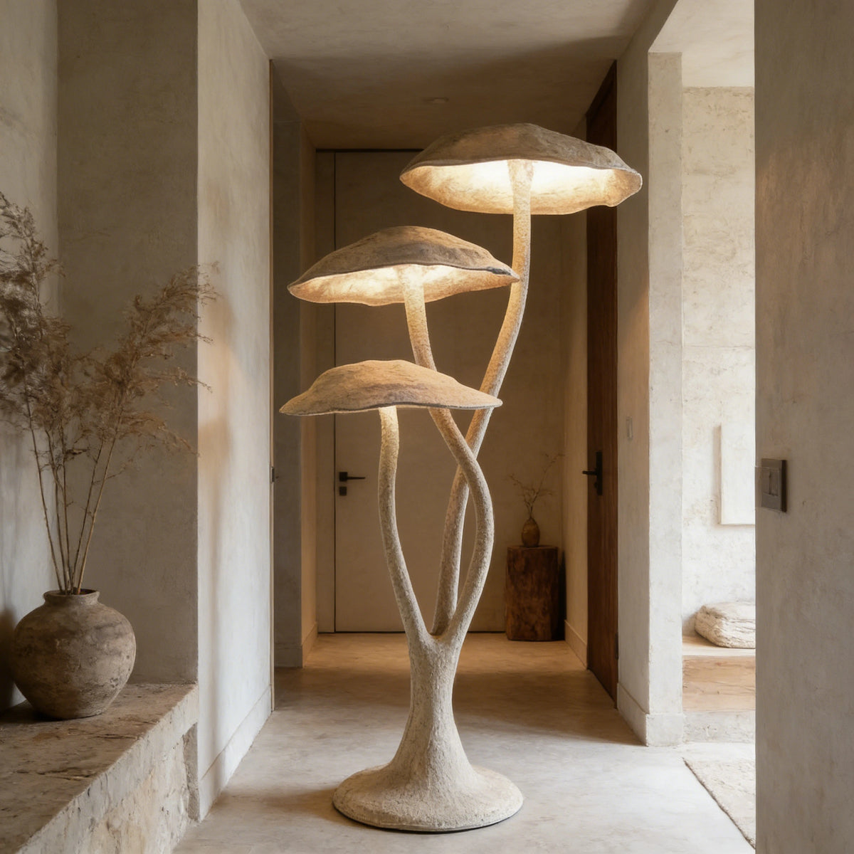 Triple Mushroom Sculpture Floor Lamp
