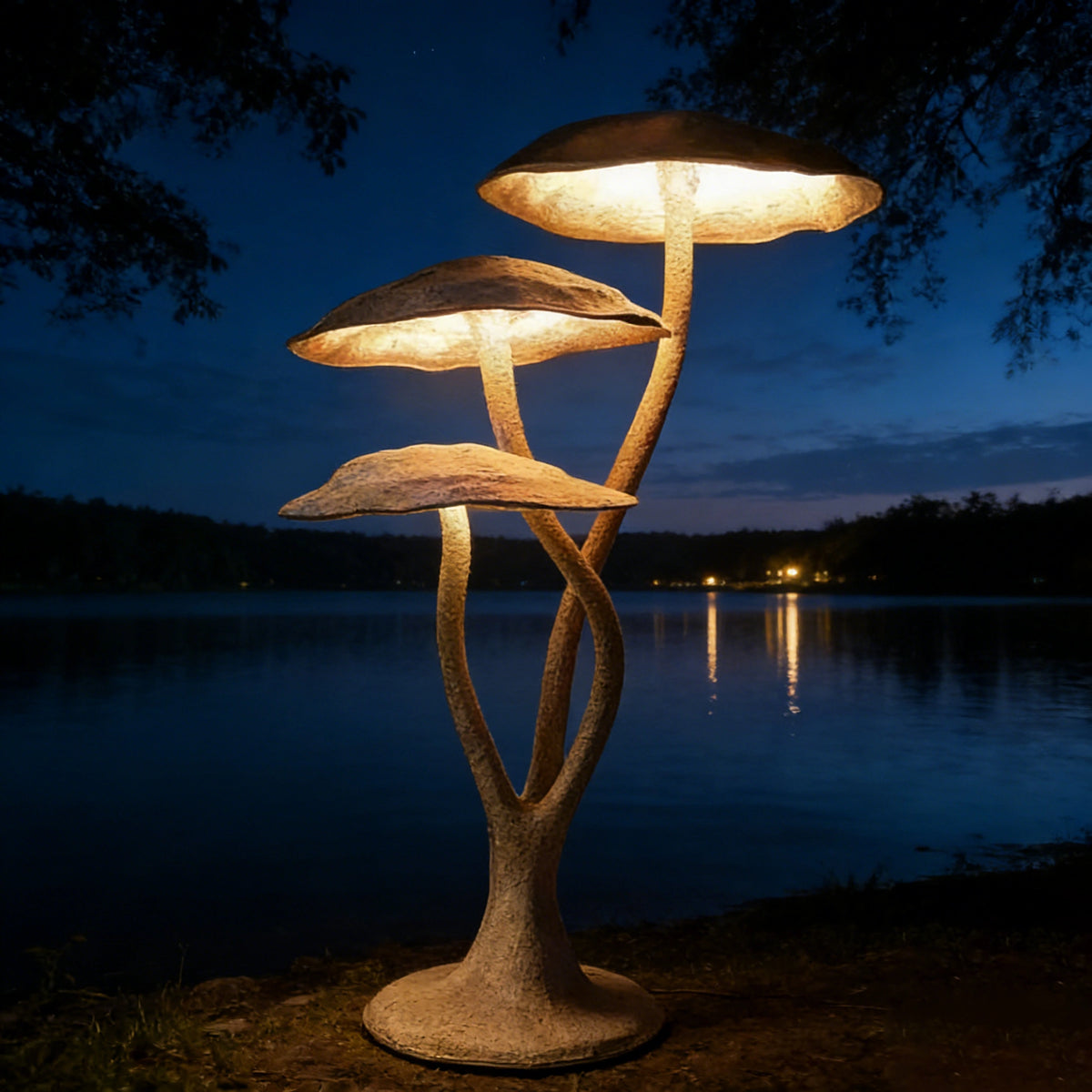 Triple Mushroom Sculpture Floor Lamp