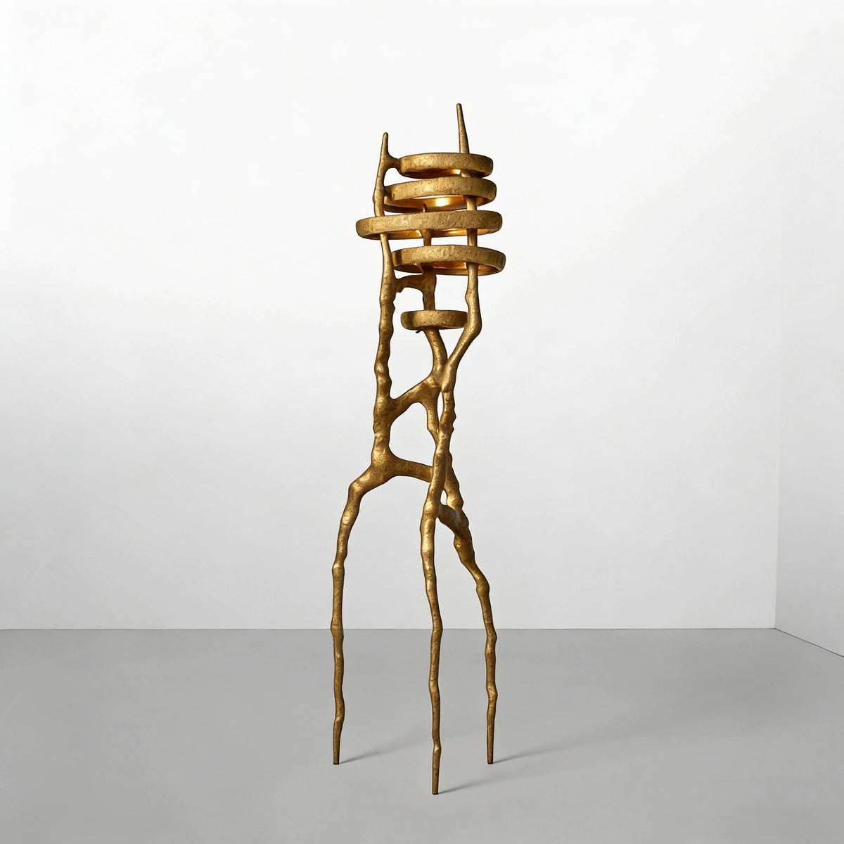 Sculptural Stacked Stone Floor Lamp