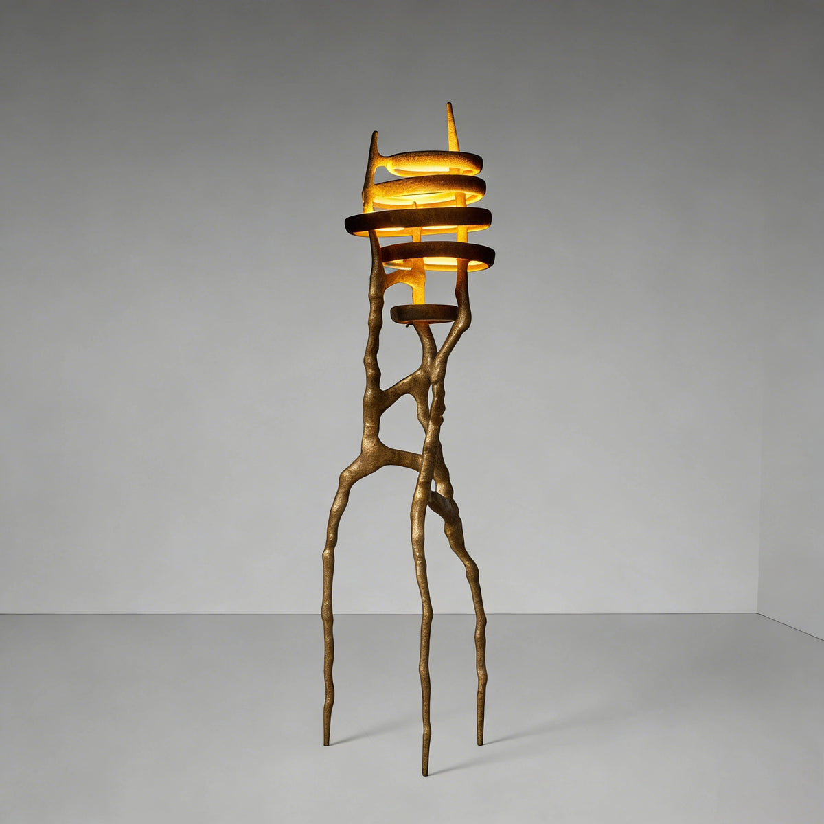 Sculptural Stacked Stone Floor Lamp