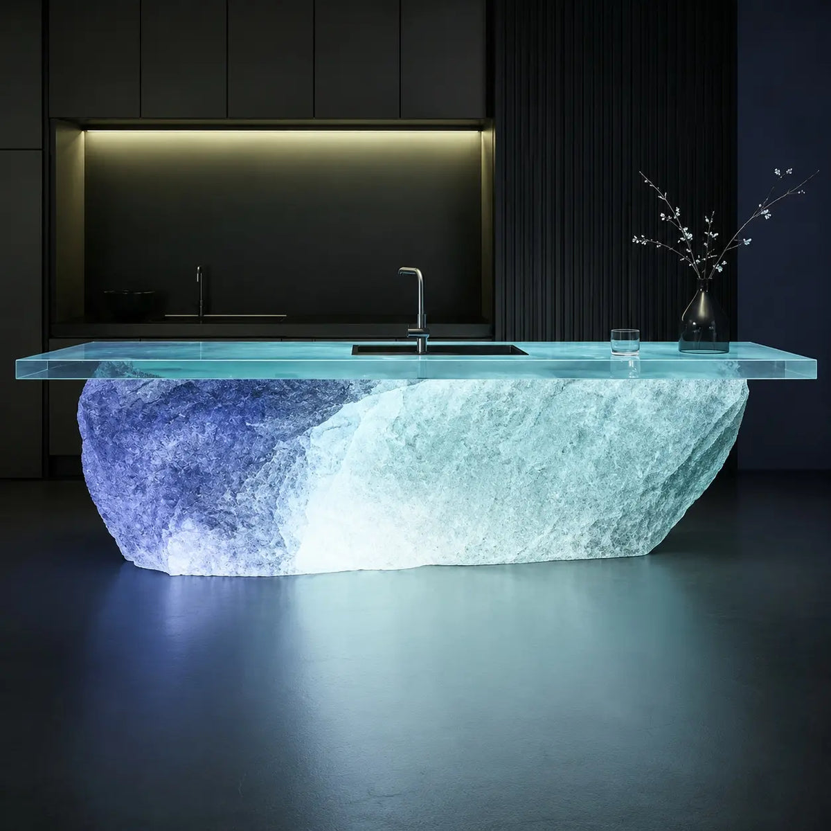 Glacier Iceberg Gradient Blue Translucent Acrylic Kitchen Island