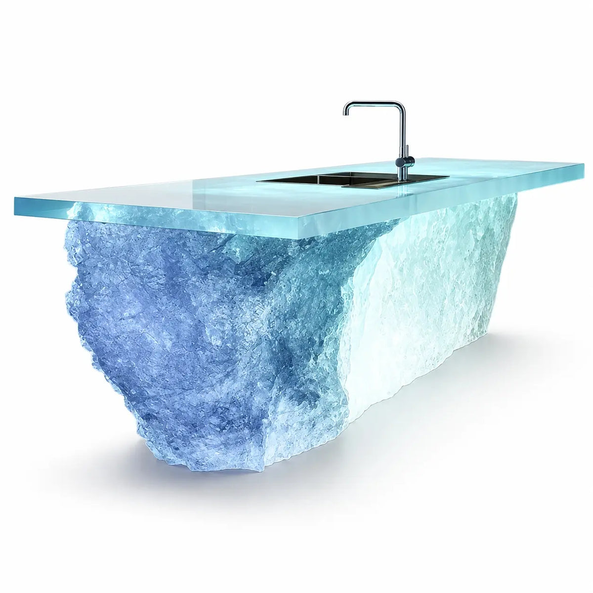 Glacier Iceberg Gradient Blue Translucent Acrylic Kitchen Island
