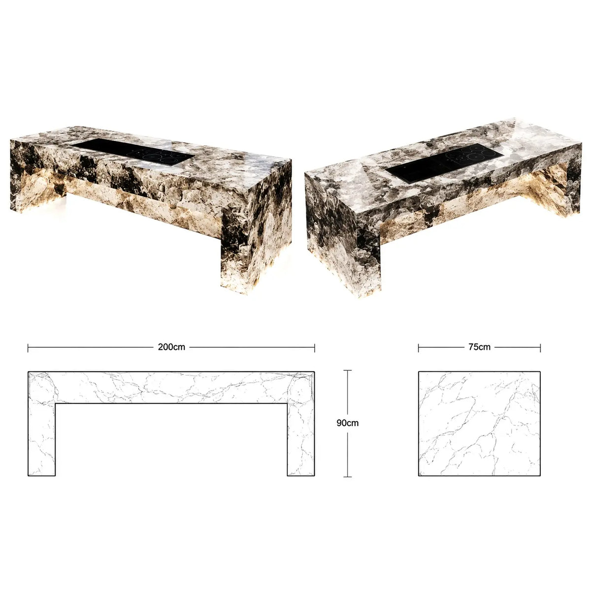 Gradient Iceberg Crystal Epoxy Resin Rockery