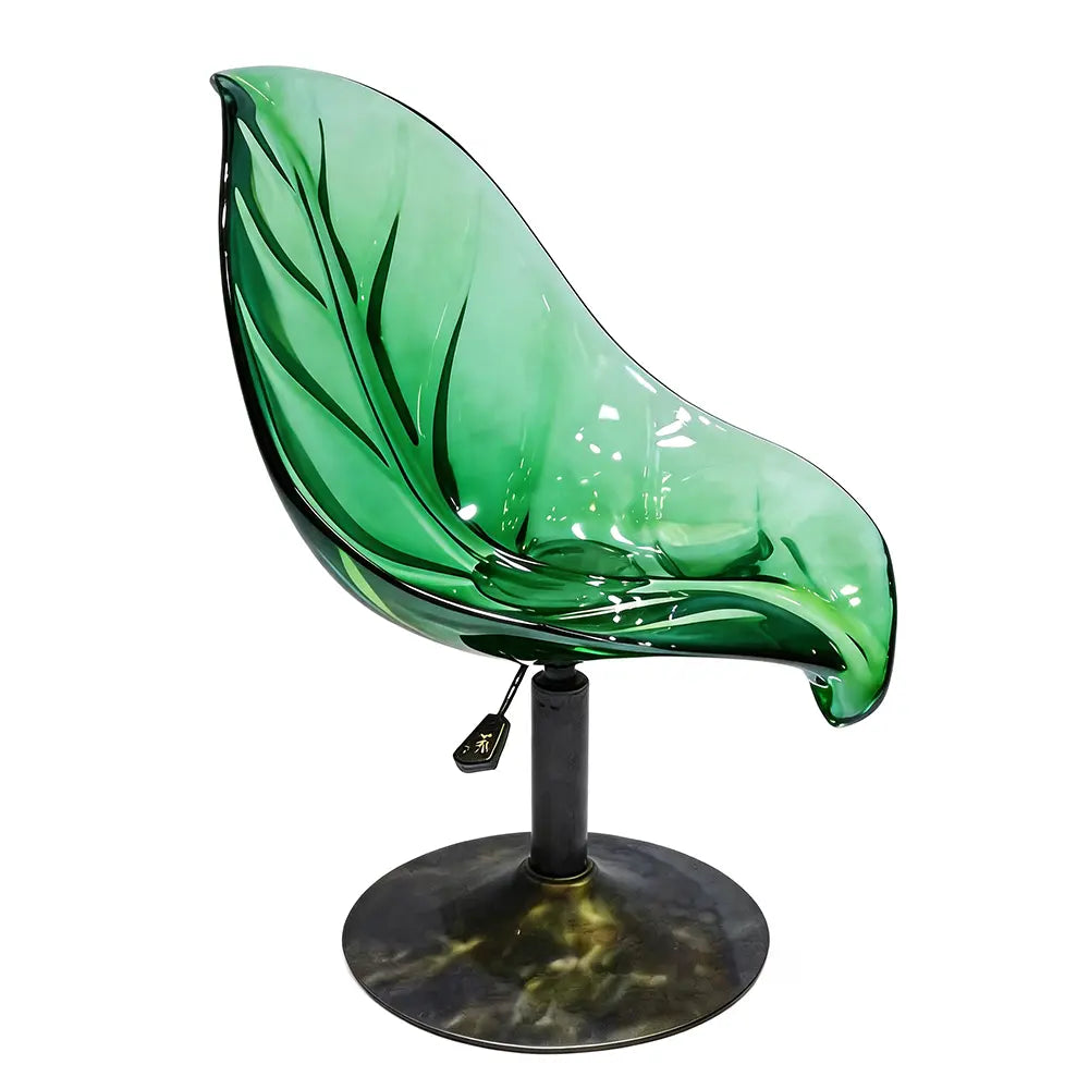 Natural Leaf Shaped Gradient Epoxy Resin Swivel Adjustable Accent Chair