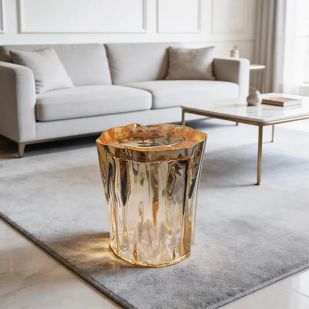 Ruffled Wavy Transparent Epoxy Resin Stool