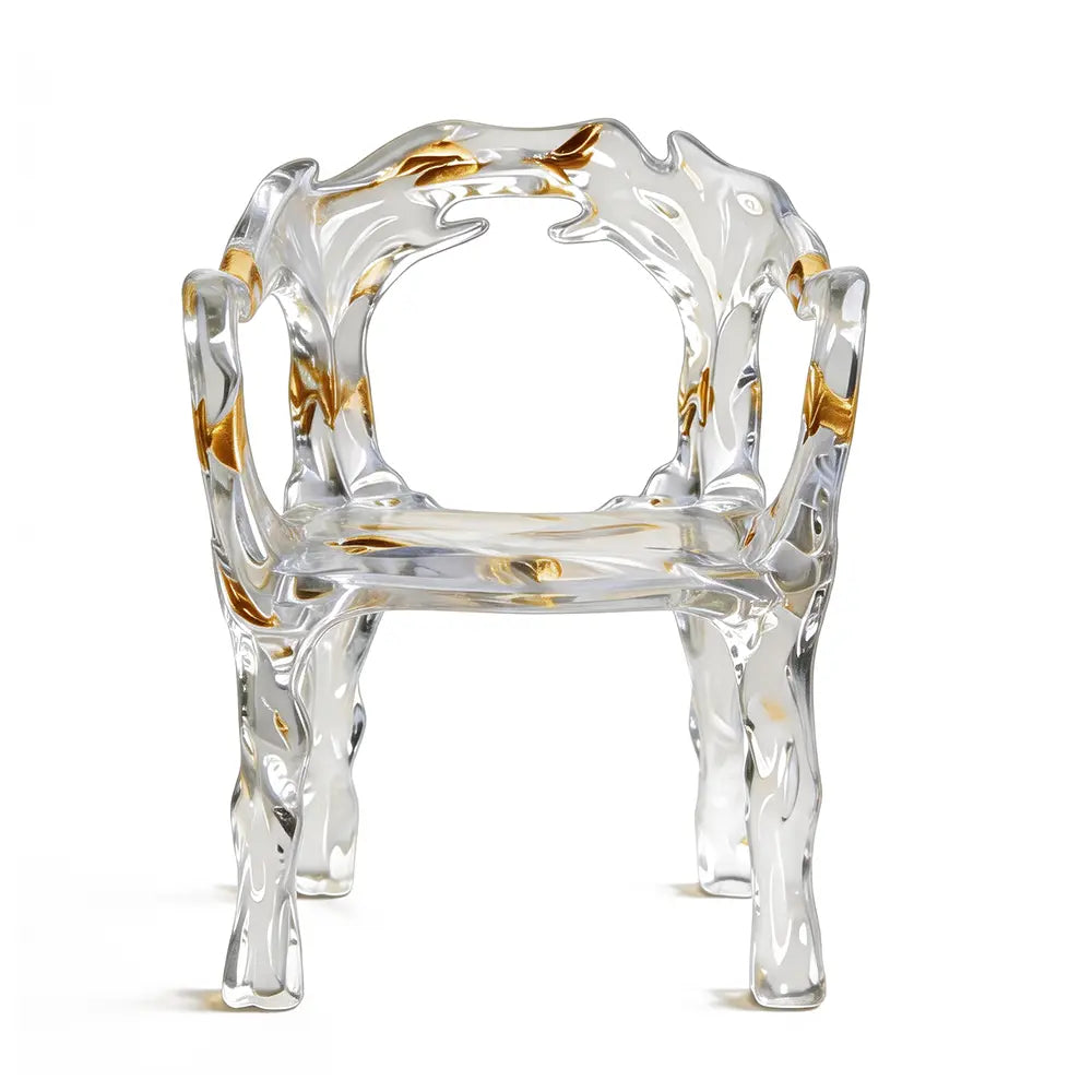 Transparent Root-Carved Epoxy Resin Arm Chair