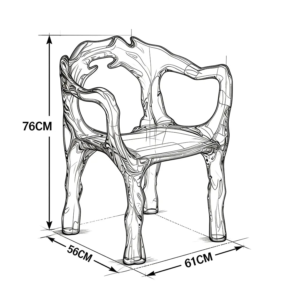 Transparent Root-Carved Epoxy Resin Arm Chair