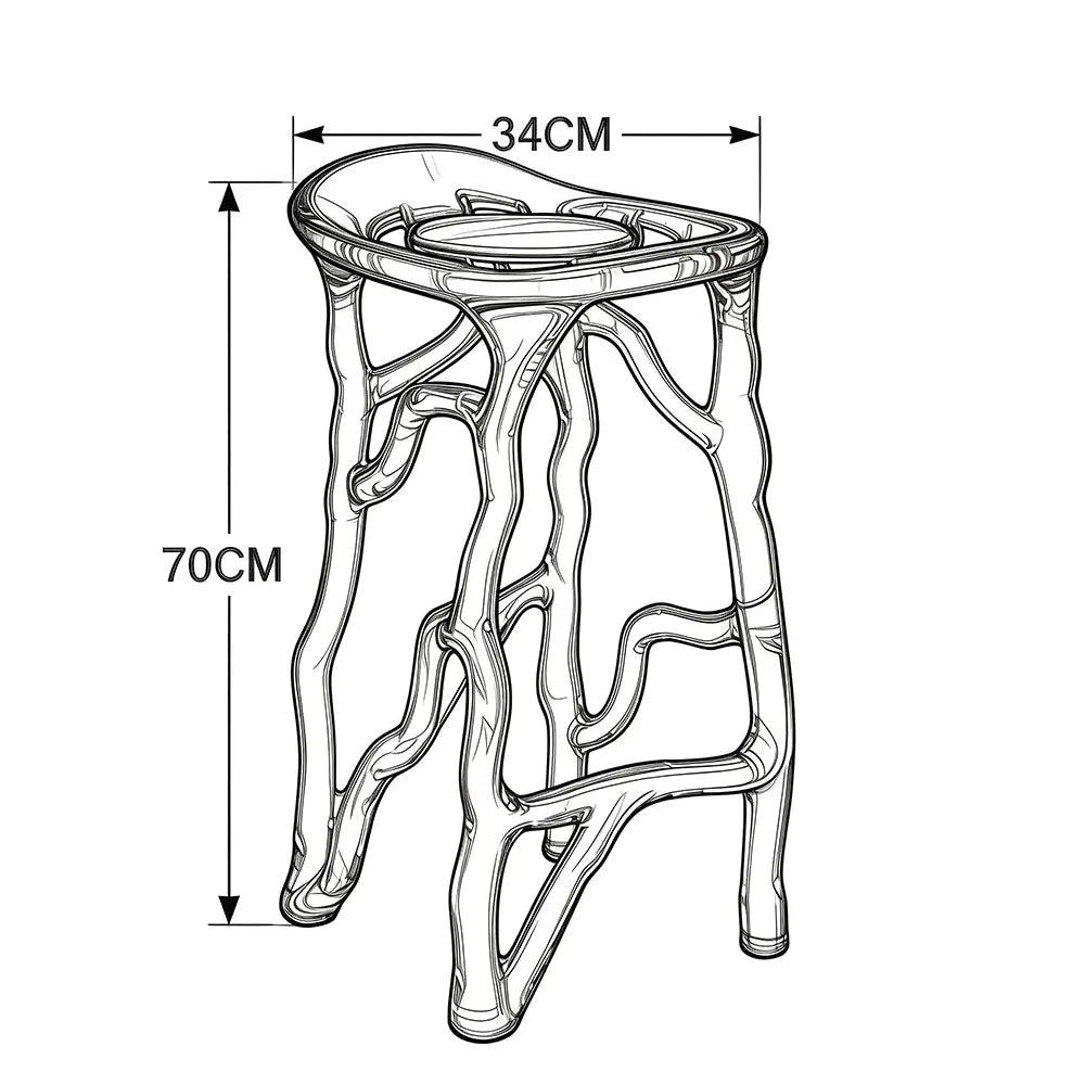 Transparent Root Twisted Epoxy Resin Bar Stool