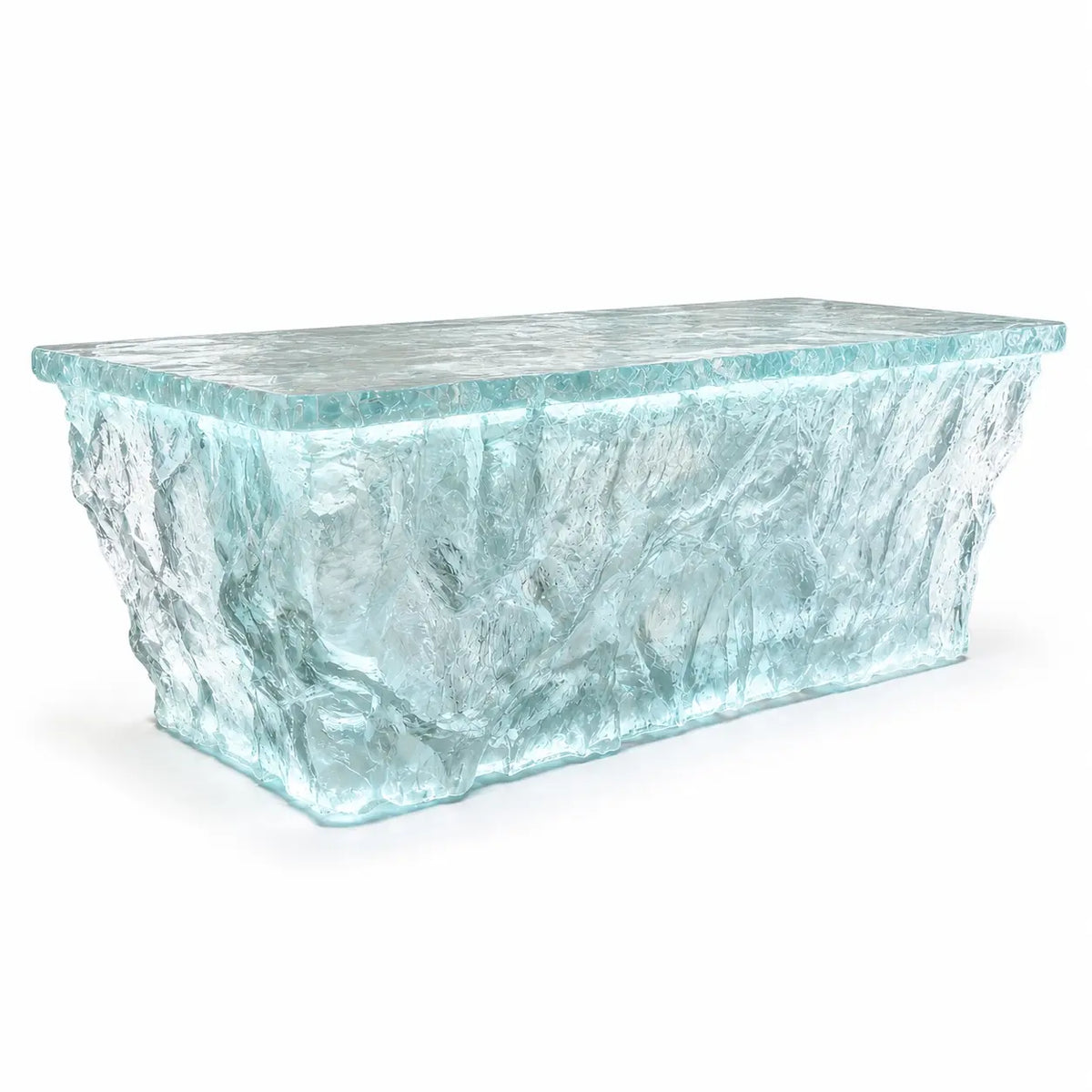 Cyan Ice‑Crush Resin Acrylic Tea Table
