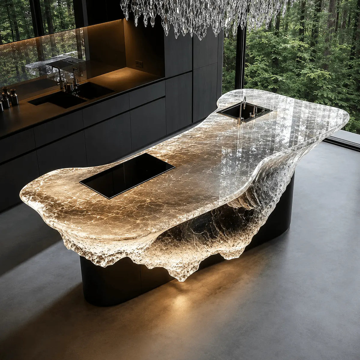 Translucent Ice Texture Acrylic Kitchen Island