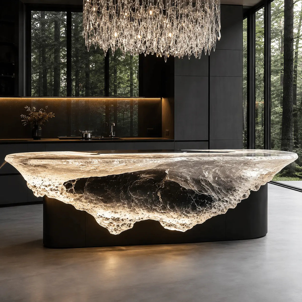 Translucent Ice Texture Acrylic Kitchen Island