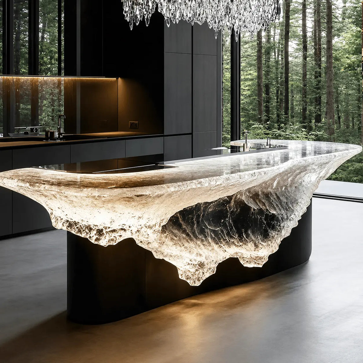 Translucent Ice Texture Acrylic Kitchen Island