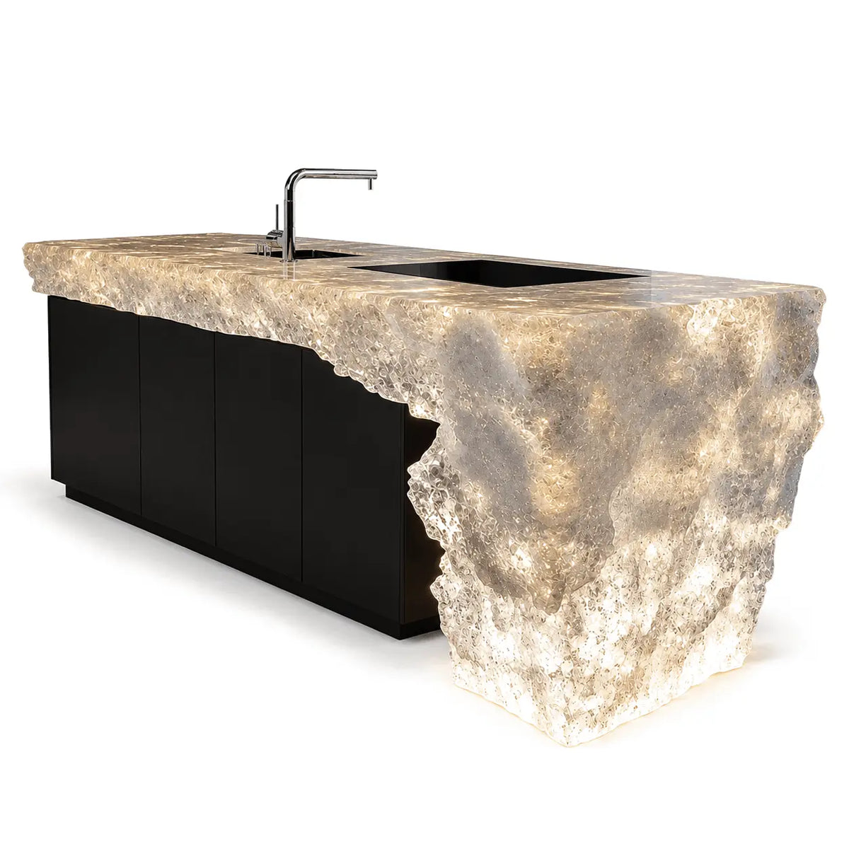 Translucent Crushed Ice Texture Acrylic Kitchen Island
