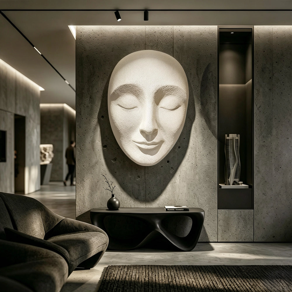 human‑face wall sculpture