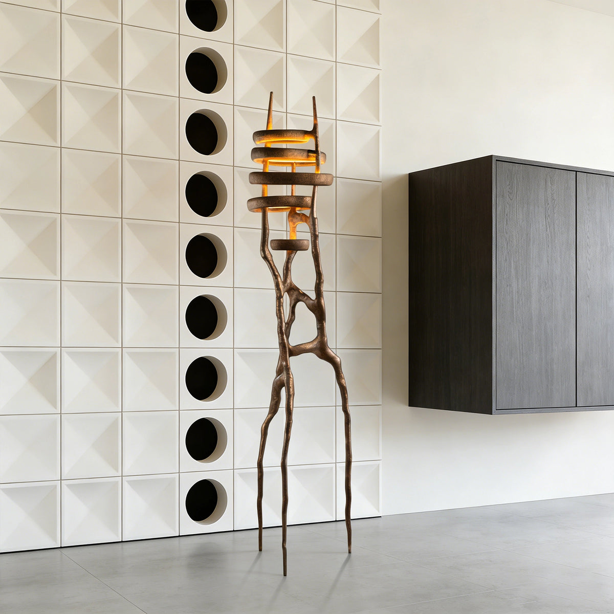 Sculptural Stacked Stone Floor Lamp