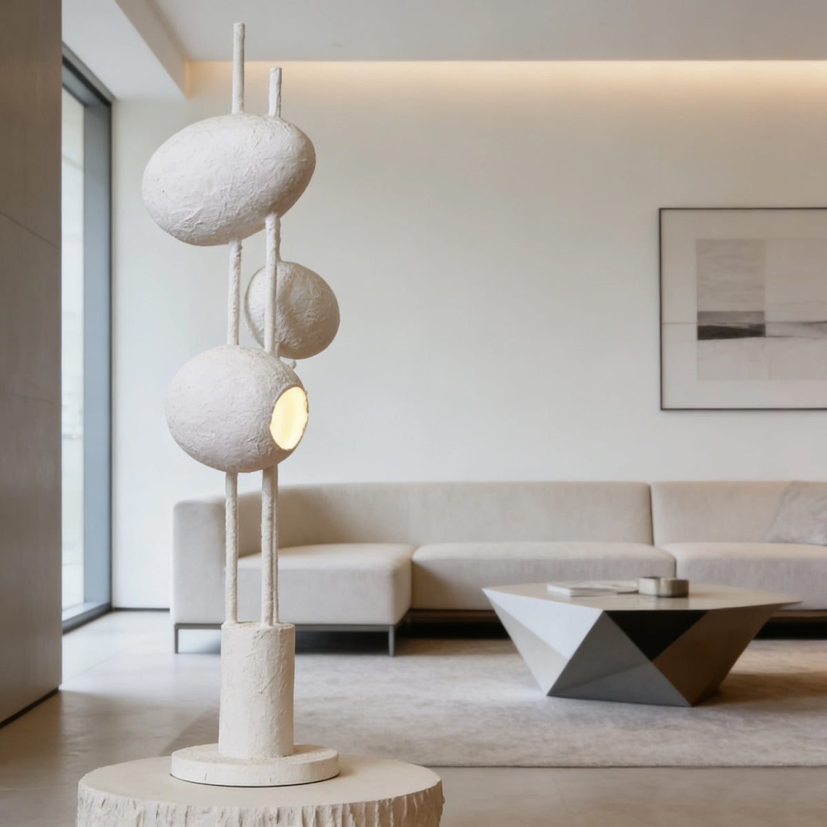 Textured Sphere Sculpture Floor Lamp