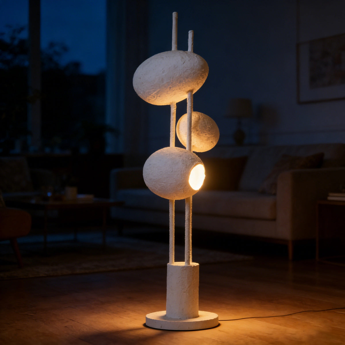 Textured Sphere Sculpture Floor Lamp