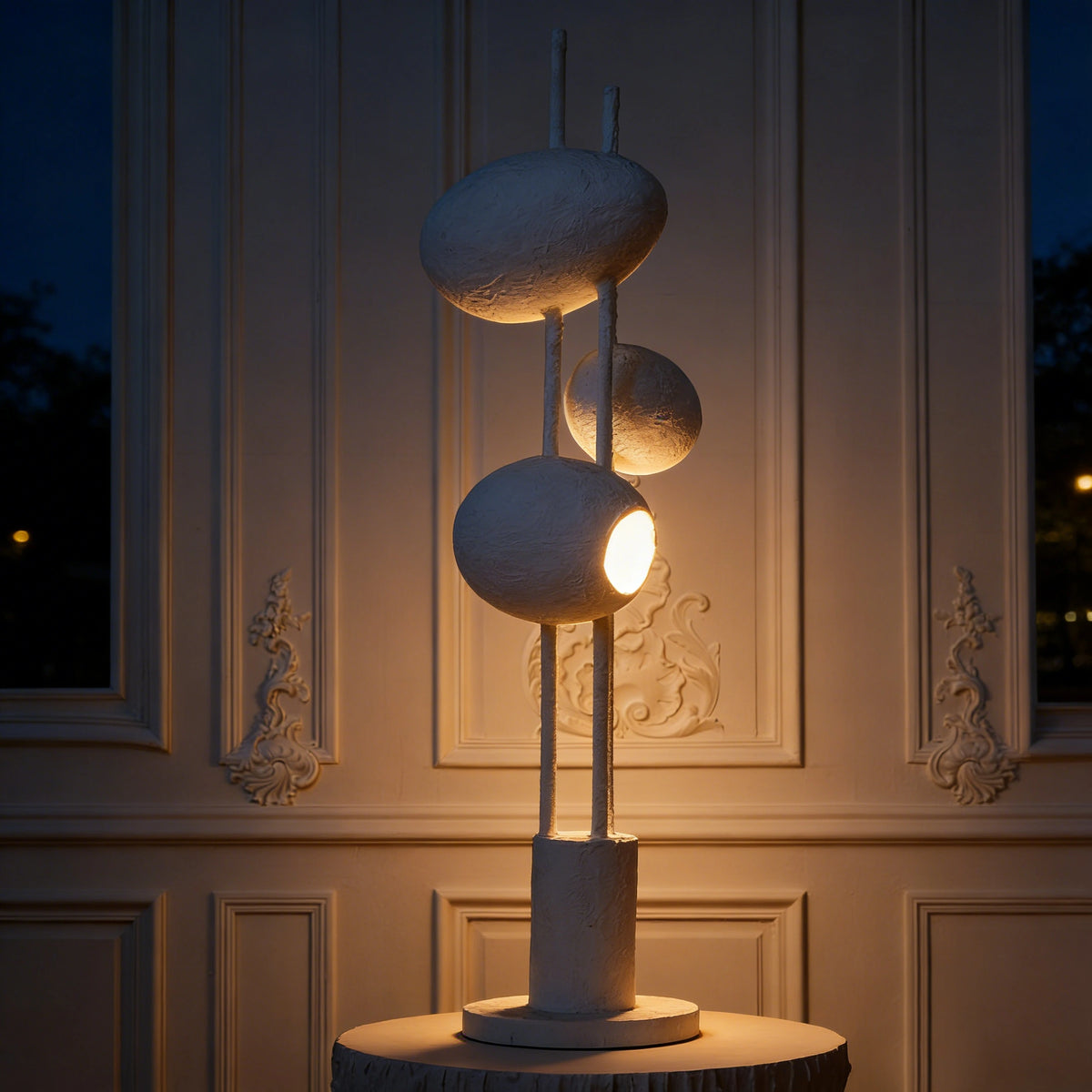 Textured Sphere Sculpture Floor Lamp