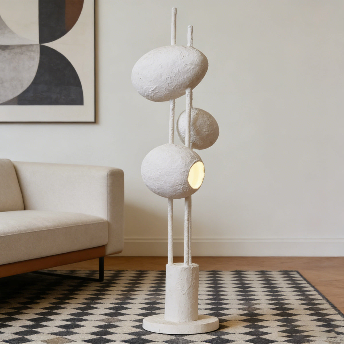 Textured Sphere Sculpture Floor Lamp