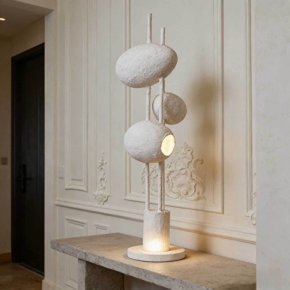 Textured Sphere Sculpture Floor Lamp
