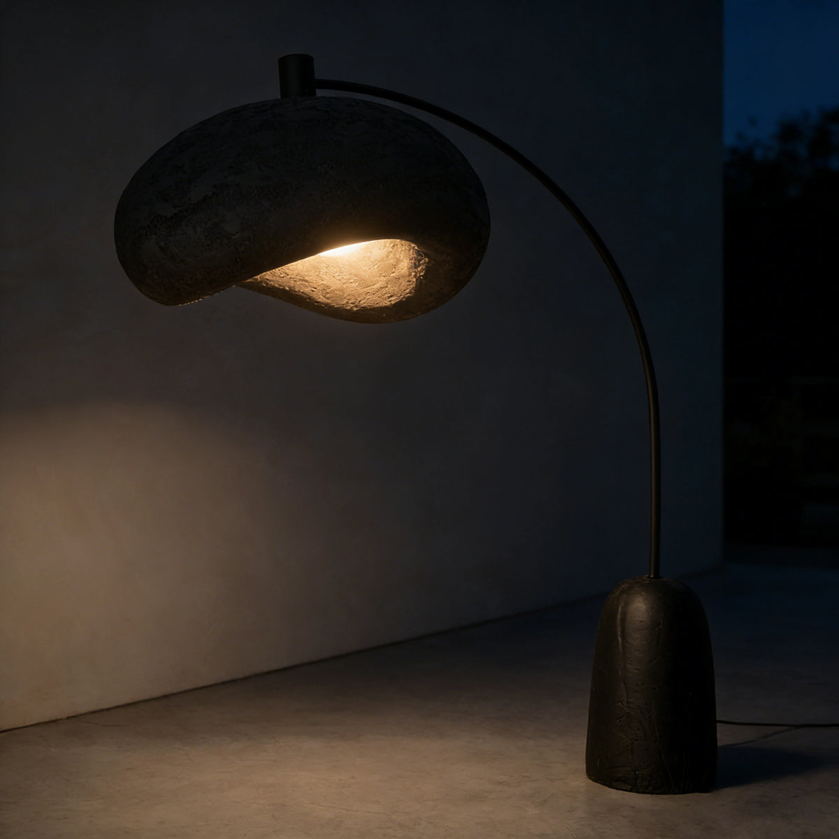 Curved Stone Texture Arc Floor Lamp
