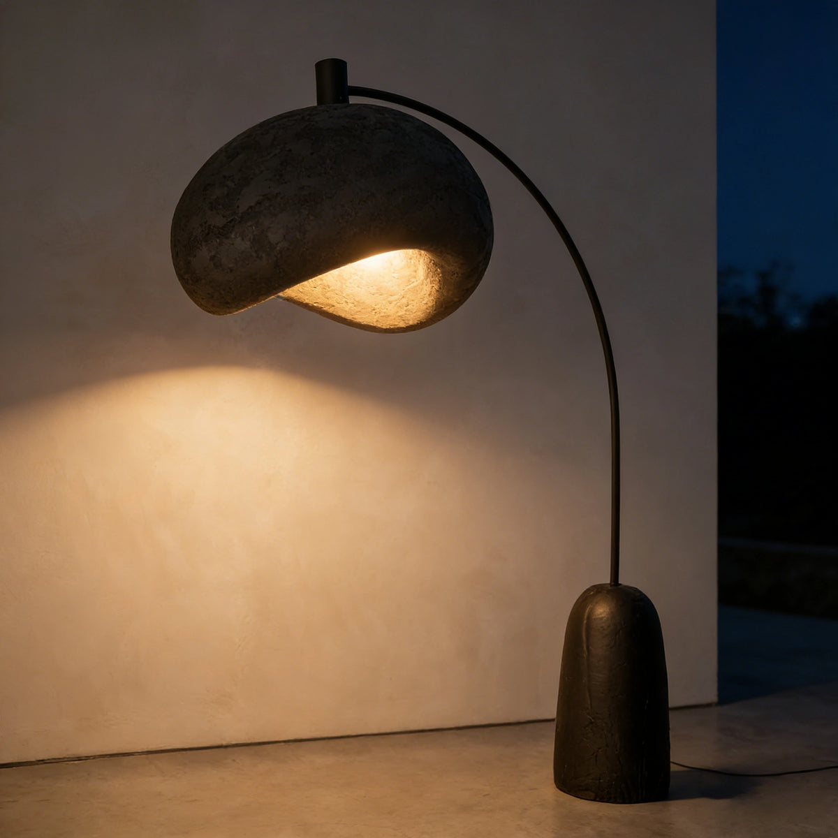Curved Stone Texture Arc Floor Lamp