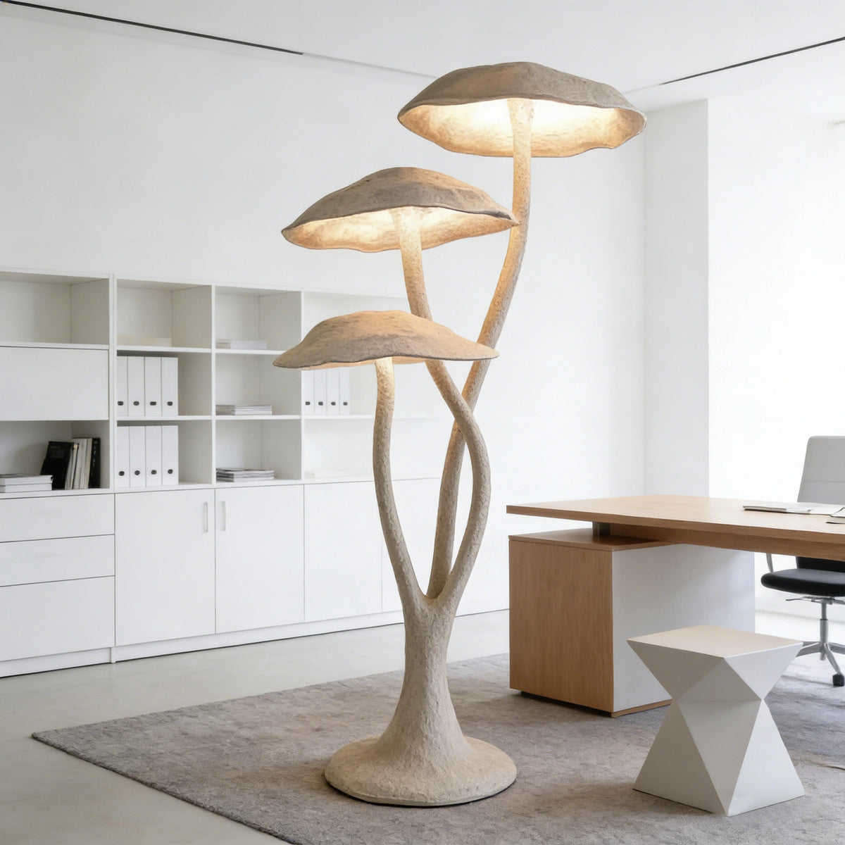 Triple Mushroom Sculpture Floor Lamp