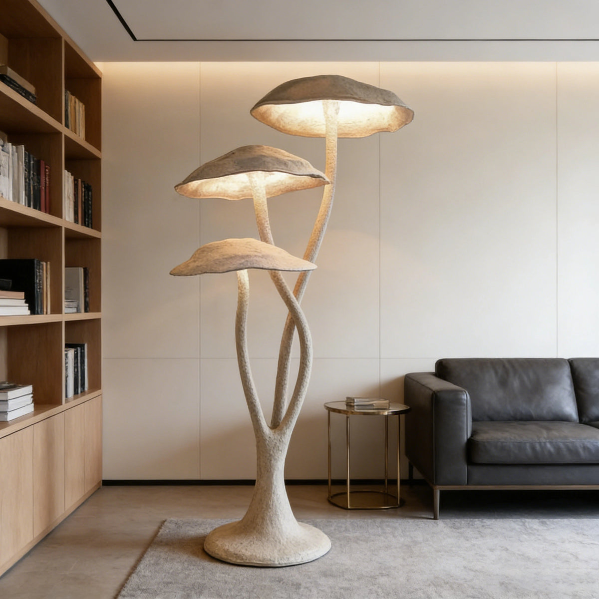 Triple Mushroom Sculpture Floor Lamp