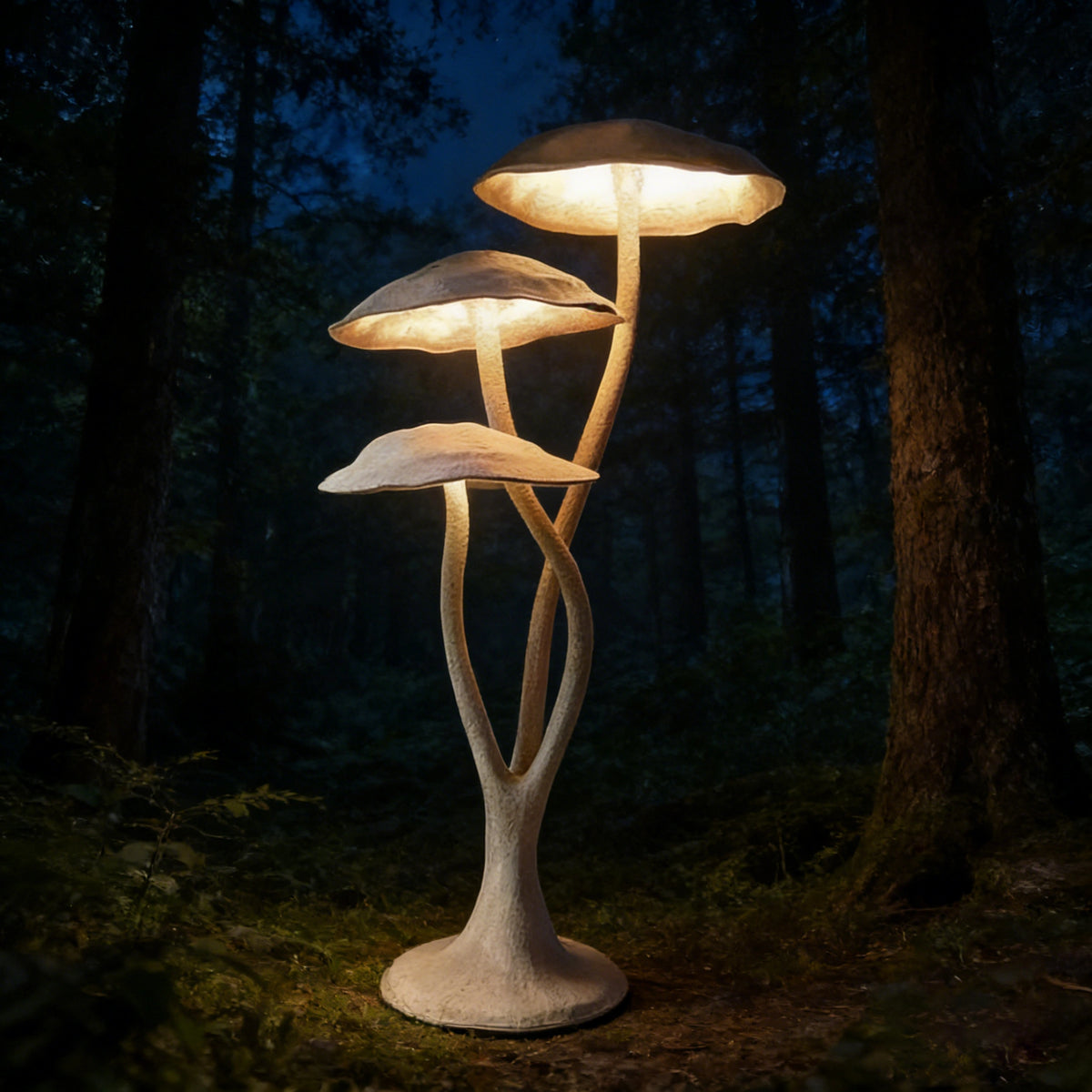 Triple Mushroom Sculpture Floor Lamp