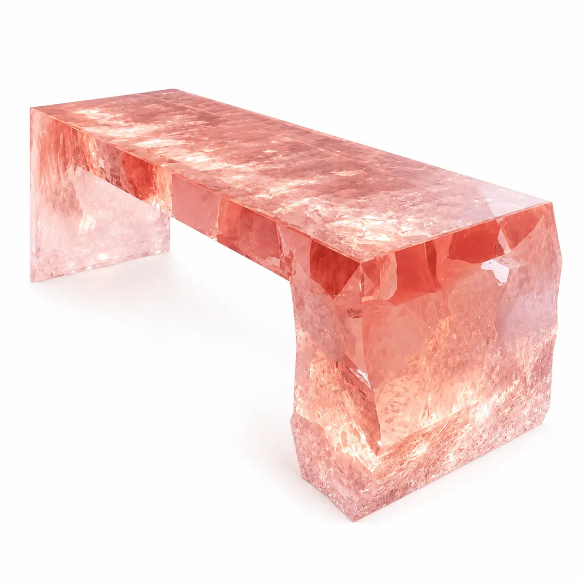 Pink Rose Quartz U-Shape Translucent Acrylic Kitchen Island Table