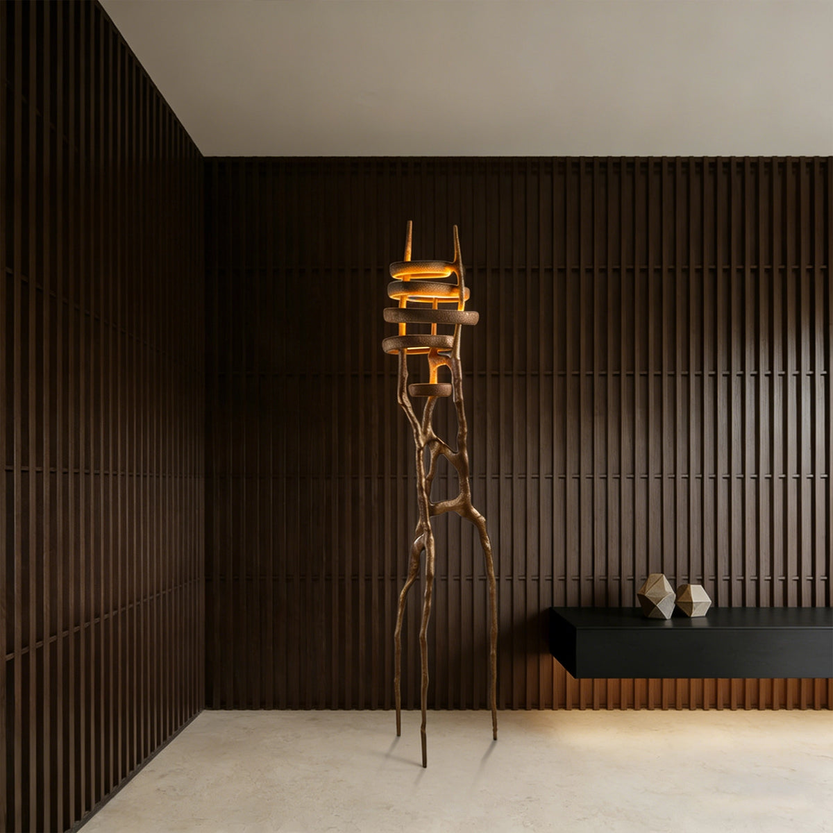 Sculptural Stacked Stone Floor Lamp
