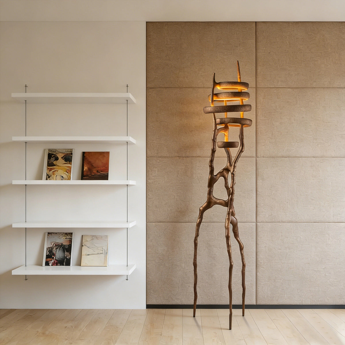 Sculptural Stacked Stone Floor Lamp