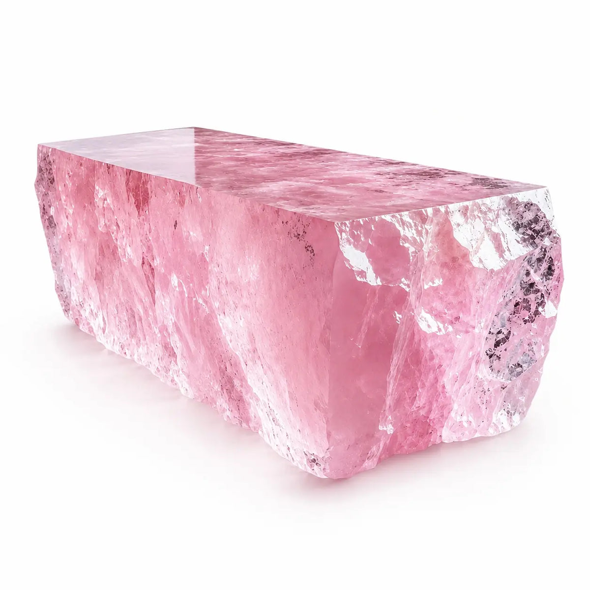 Pink Rose Quartz-Effect Acrylic Island Table