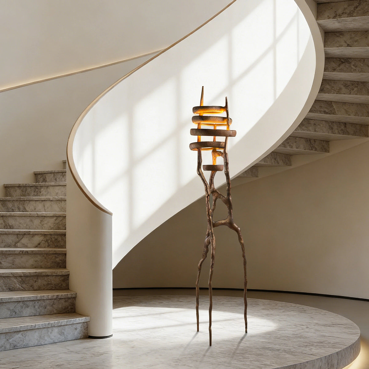 Sculptural Stacked Stone Floor Lamp