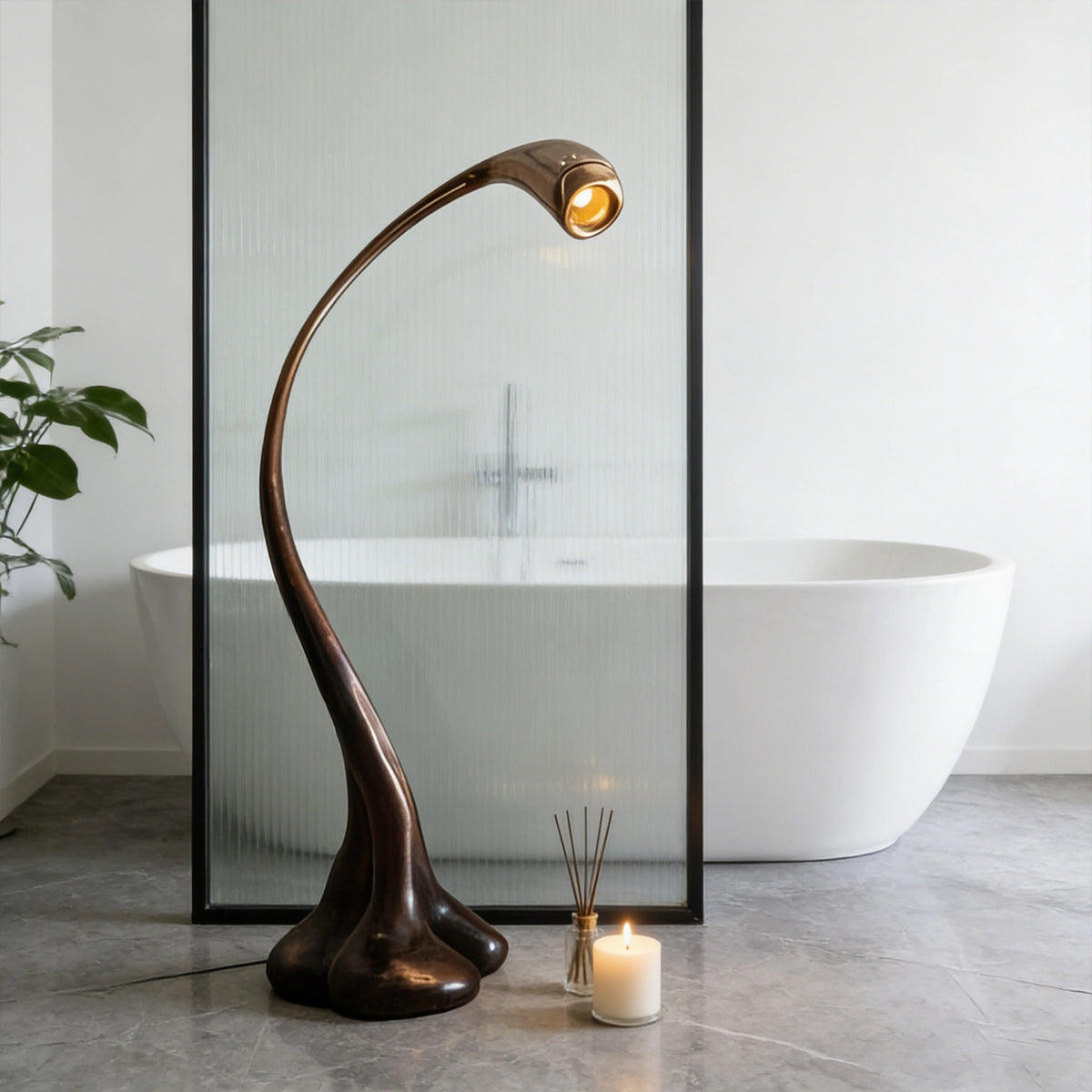 SCULPTURAL SWAN ARC FLOOR LAMP