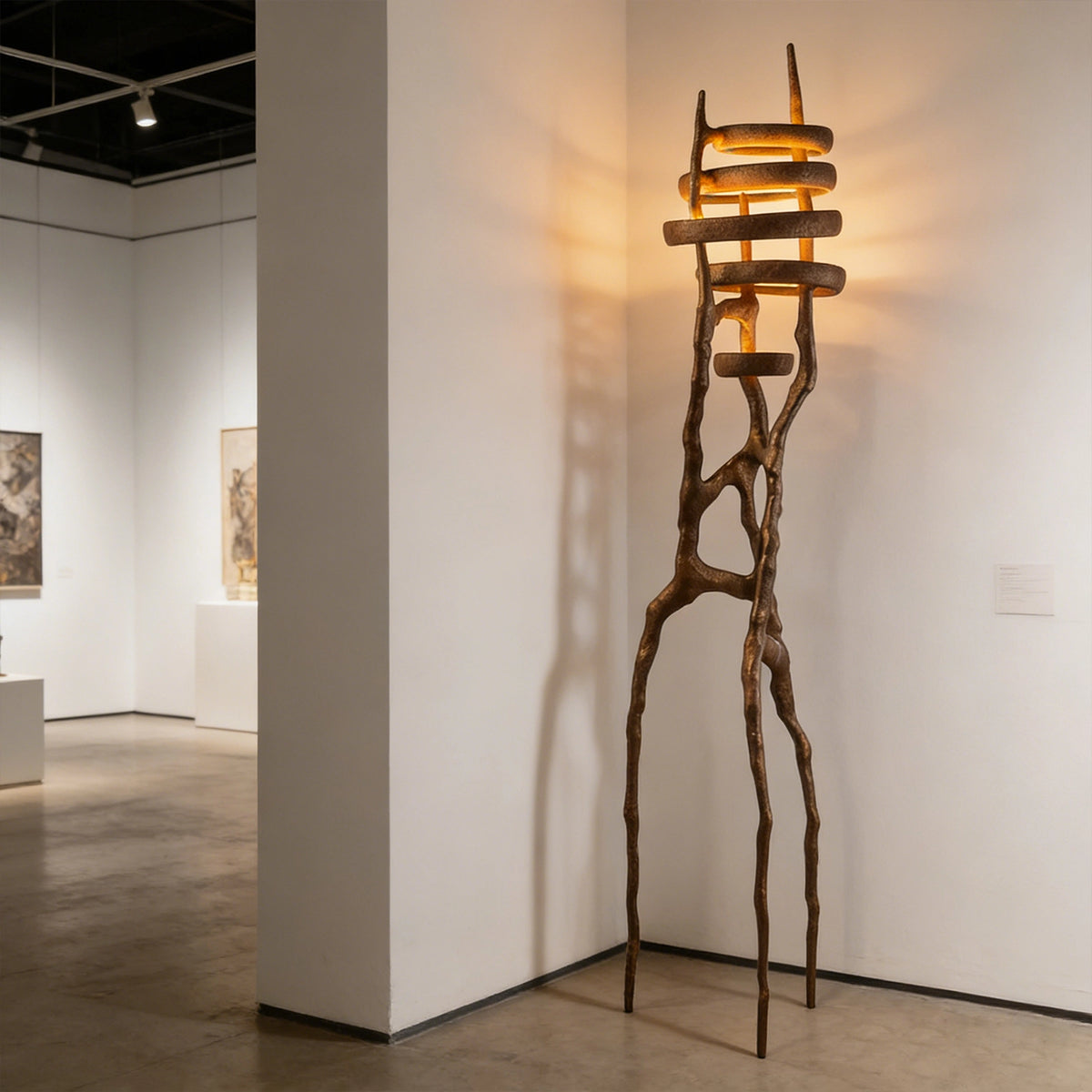 Sculptural Stacked Stone Floor Lamp