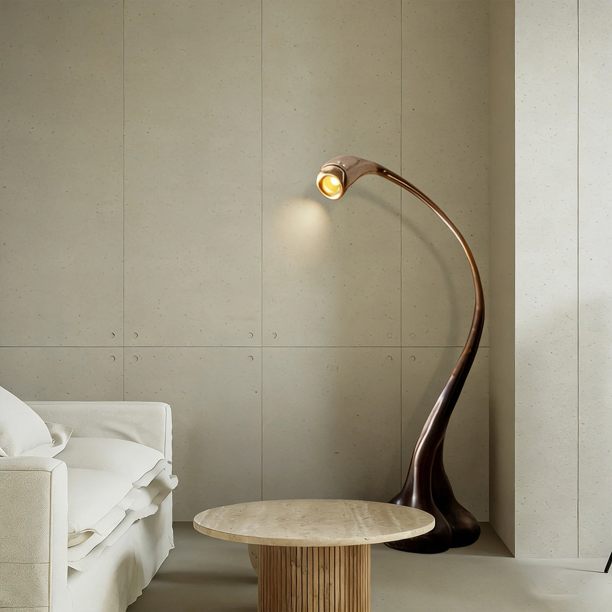 SCULPTURAL SWAN ARC FLOOR LAMP