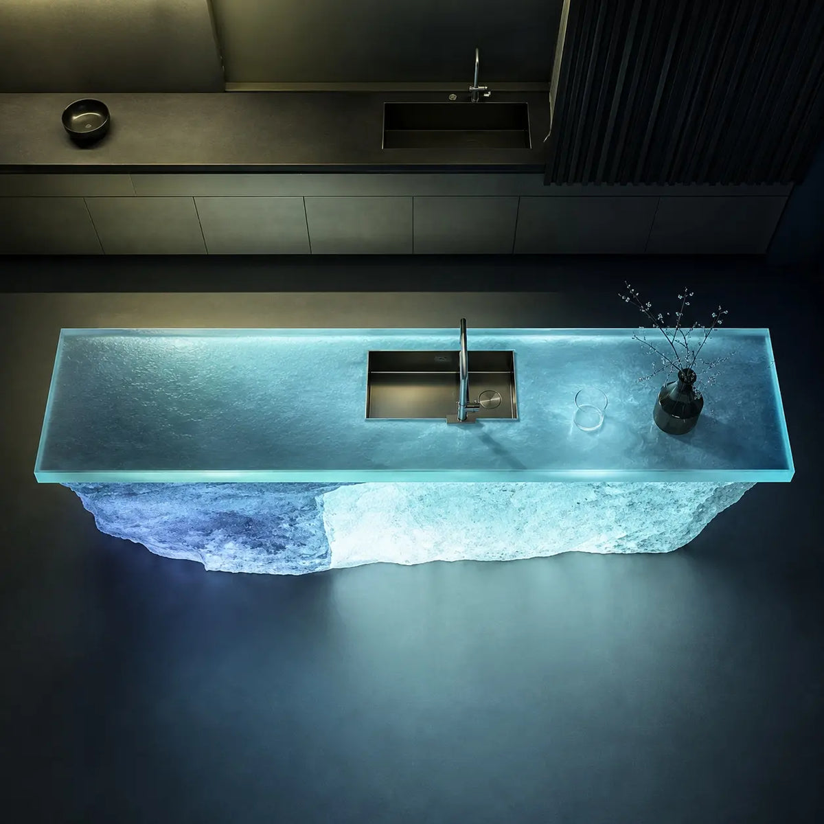 Glacier Iceberg Gradient Blue Translucent Acrylic Kitchen Island
