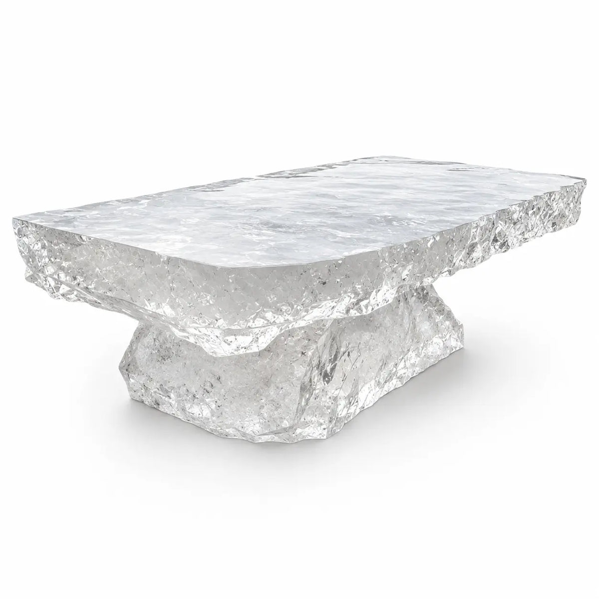 Clear Ice‑Crush Crystal Resin Acrylic Dining Table