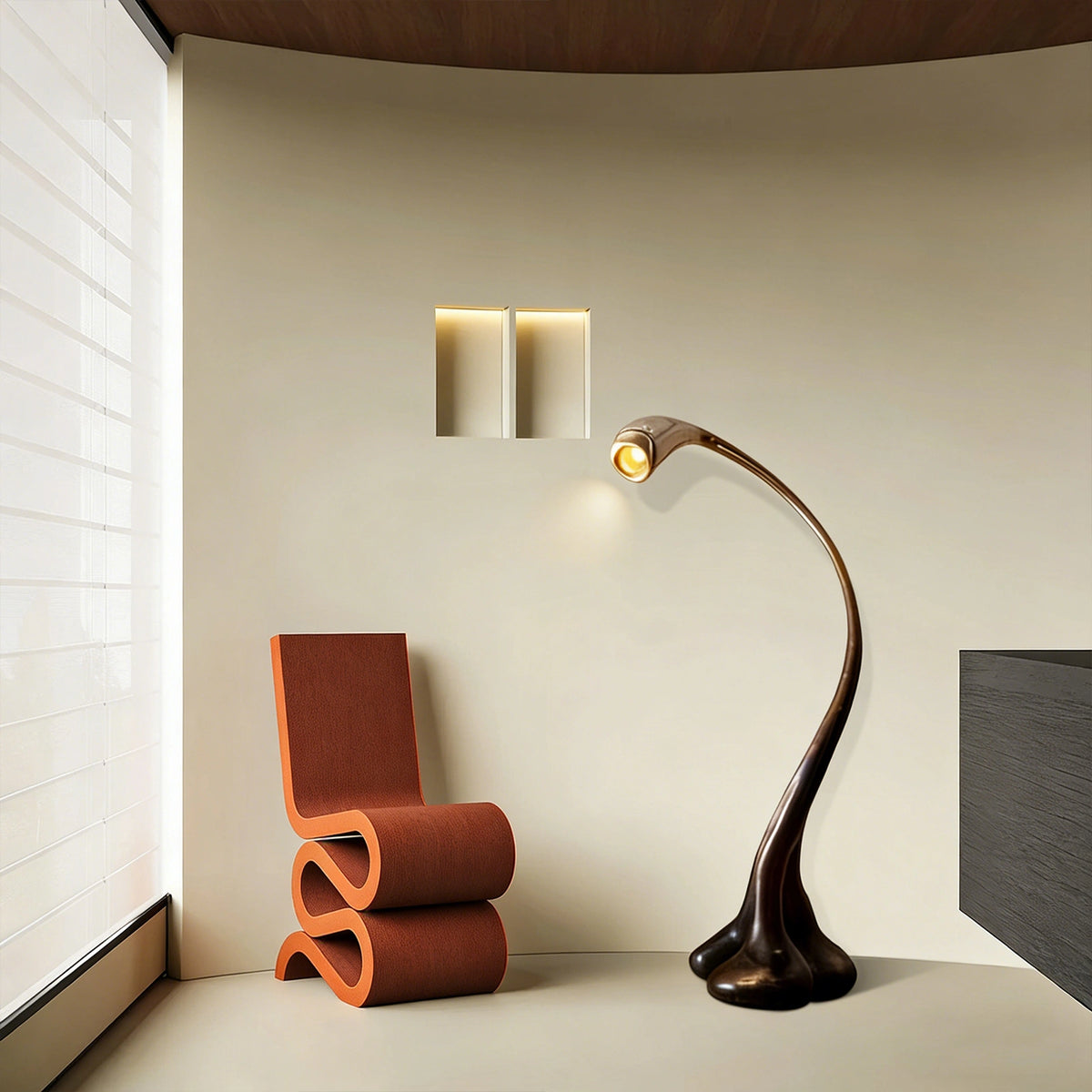 SCULPTURAL SWAN ARC FLOOR LAMP