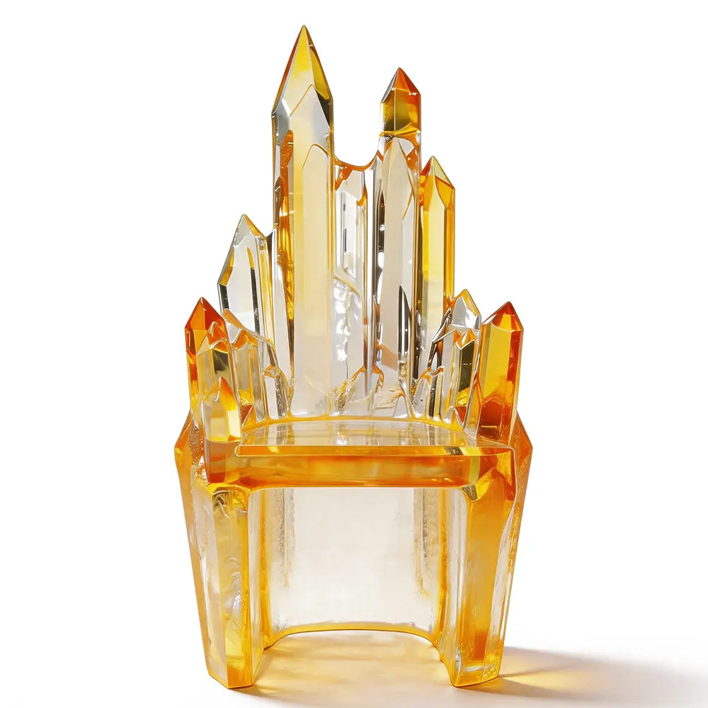 Amber Crystal Cluster Epoxy Resin Arm Chair