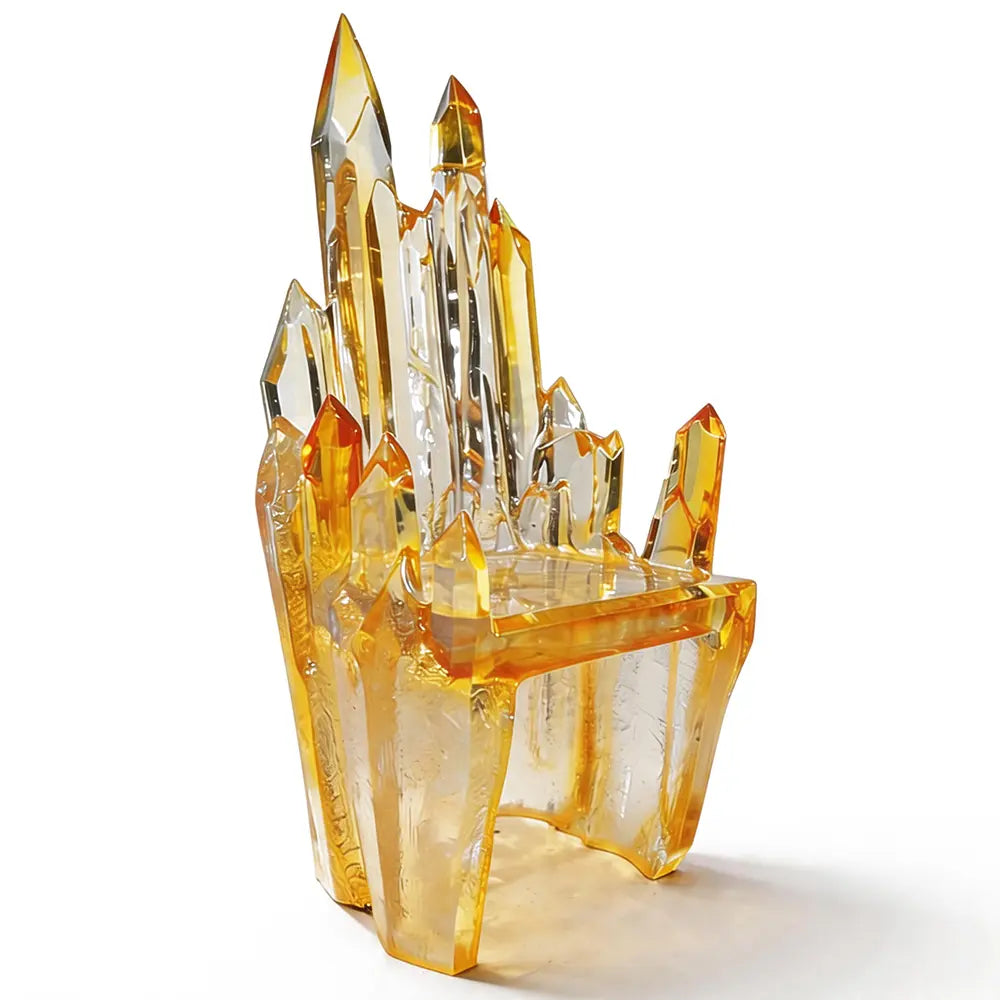 Amber Crystal Cluster Epoxy Resin Arm Chair