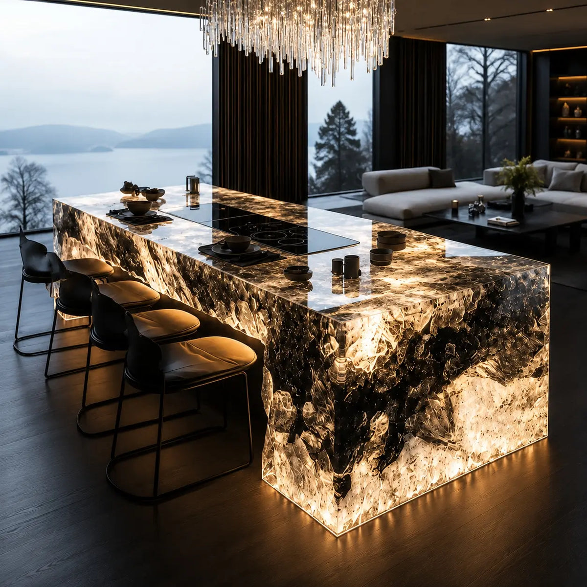 Gradient Iceberg Crystal Epoxy Resin Rockery
