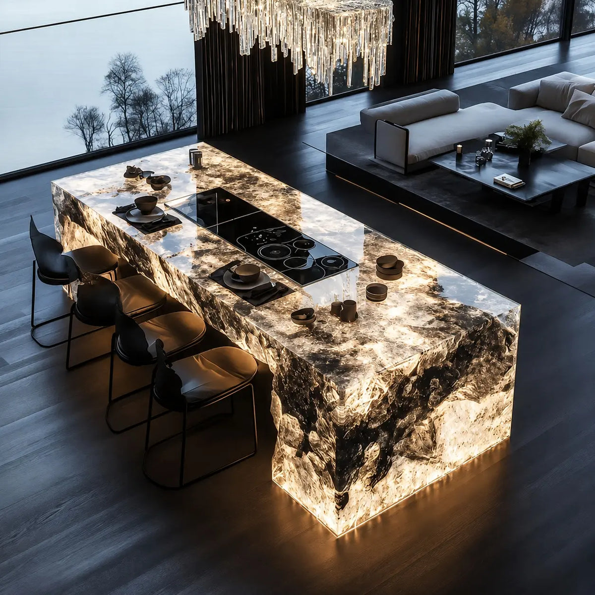Gradient Iceberg Crystal Epoxy Resin Rockery