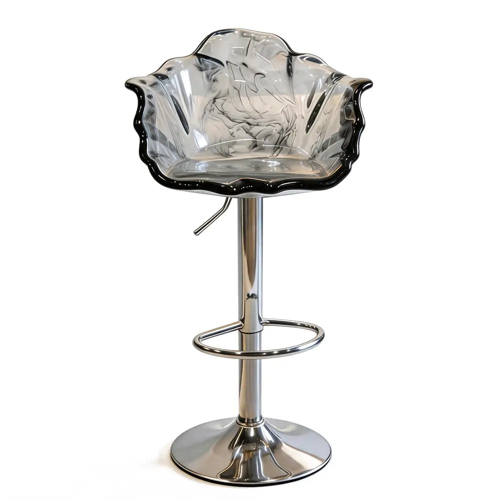 Ink Marbling Ruffled Petal Epoxy Resin Adjustable Bar Stool