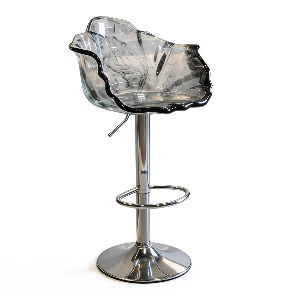 Ink Marbling Ruffled Petal Epoxy Resin Adjustable Bar Stool