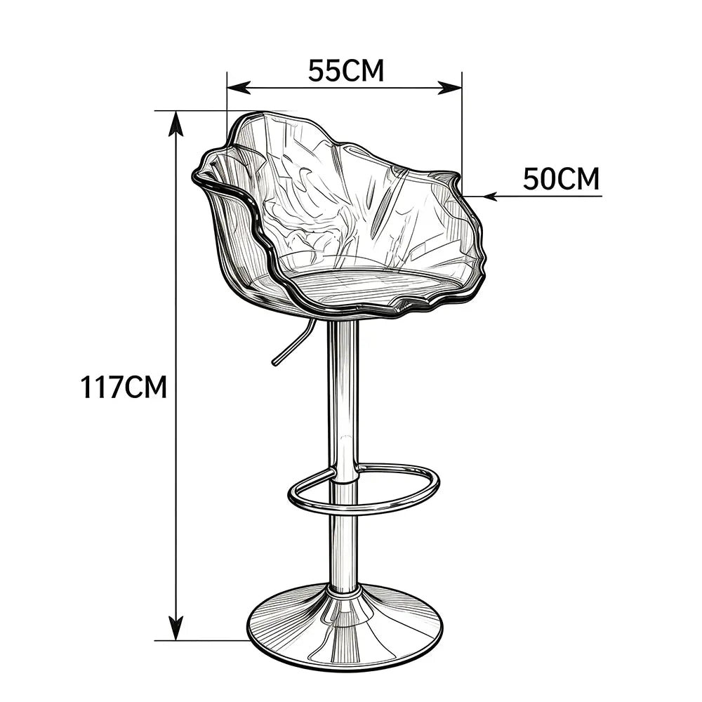 Ink Marbling Ruffled Petal Epoxy Resin Adjustable Bar Stool
