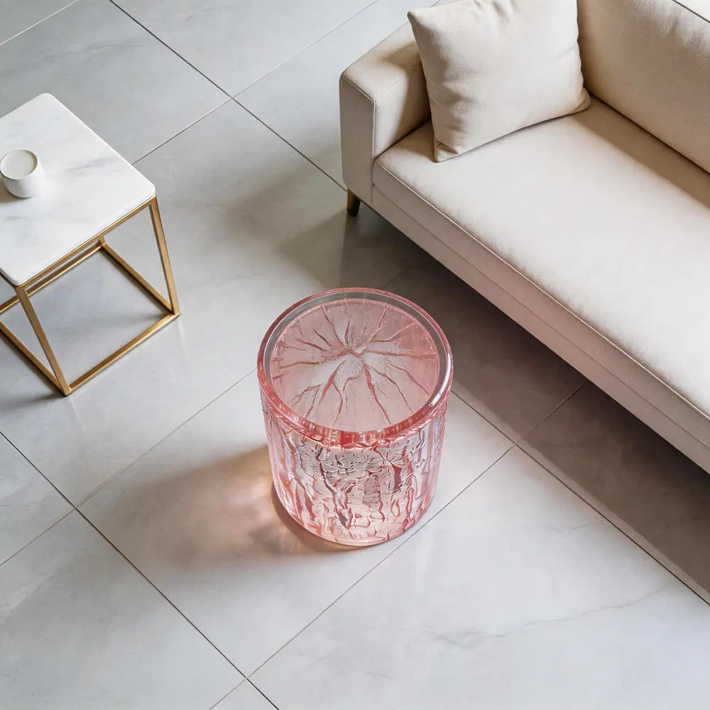 Natural Bark Texture Cylindrical Epoxy Resin Stool